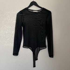 ASOS Black Mesh Long Sleeve Bodysuit